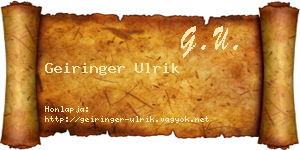 Geiringer Ulrik névjegykártya